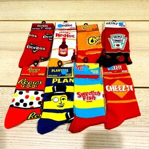 Lot of 8 Crew socks novelty gift set one size Doritos reeses redhot planters fun